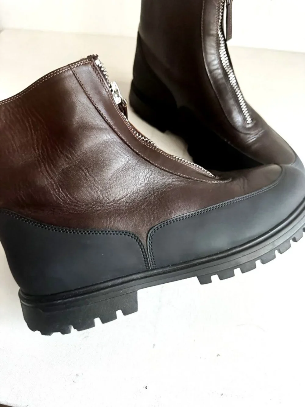 Ron White Shearling Lined Waterproof Leather Zip Closure Winter Snow Boots 41